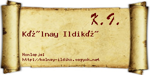 Kálnay Ildikó névjegykártya